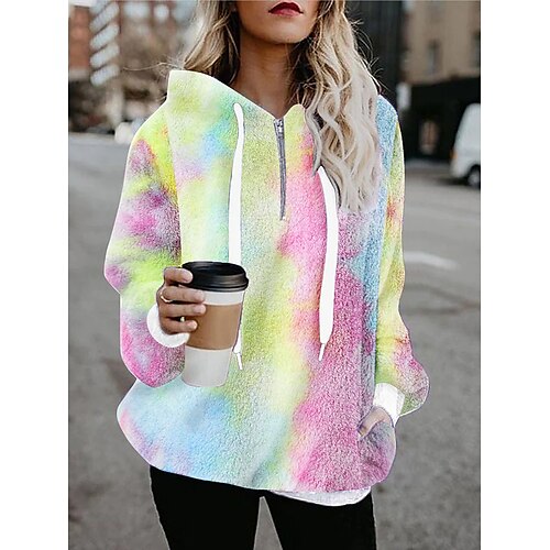 Women's Pullover Hoodie Sweatshirt Tie Dye Pocket Quarter Zip Print Daily Sports 3D Print Active Streetwear Hoodies Sweatshirts Purple Yellow
Women's Pullover Hoodie Sweatshirt Tie Dye Pocket Quarter Zip Print Daily Sports 3D Print Active Streetwear Hoodies Sweatshirts Purple Yellow