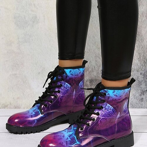 Women's Boots Daily Combat Boots Booties Ankle Boots Winter Lace-up Block Heel Round Toe Classic Walking Shoes PU Leather Lace-up Purple
Women's Boots Daily Combat Boots Booties Ankle Boots Winter Lace-up Block Heel Round Toe Classic Walking Shoes PU Leather Lace-up Purple