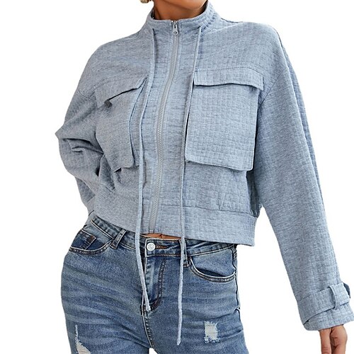 Women's Casual Jacket Warm Breathable Outdoor Street Holiday Daily Wear Zipper Pocket Zipper Stand Collar Active Comfortable Street Style Solid Color Regular Fit Outerwear Long Sleeve Winter Fall Gray
Women's Casual Jacket Warm Breathable Outdoor Street Holiday Daily Wear Zipper Pocket Zipper Stand Collar Active Comfortable Street Style Solid Color Regular Fit Outerwear Long Sleeve Winter Fall Gray