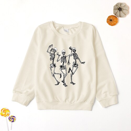 Kids Unisex Halloween Sweatshirt Skull Daily Long Sleeve Crewneck Neutral 3-8 Years Fall Beige
Kids Unisex Halloween Sweatshirt Skull Daily Long Sleeve Crewneck Neutral 3-8 Years Fall Beige