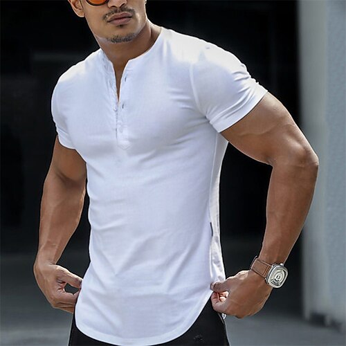 Homme T shirt Tee Plein Col V Plein Air Des sports Manche Courte Bouton bas Vêtement Tenue Mode Design Décontractées Confortable
Homme T shirt Tee Plein Col V Plein Air Des sports Manche Courte Bouton bas Vêtement Tenue Mode Design Décontractées Confortable