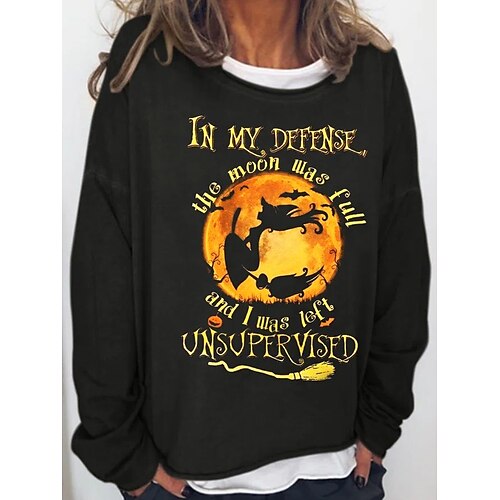 Women's Pullover Crew Neck Letter Moon Bat Print Halloween Casual Daily Hot Stamping Basic Casual Hoodies Sweatshirts Loose Fit Green Black
Women's Pullover Crew Neck Letter Moon Bat Print Halloween Casual Daily Hot Stamping Basic Casual Hoodies Sweatshirts Loose Fit Green Black
