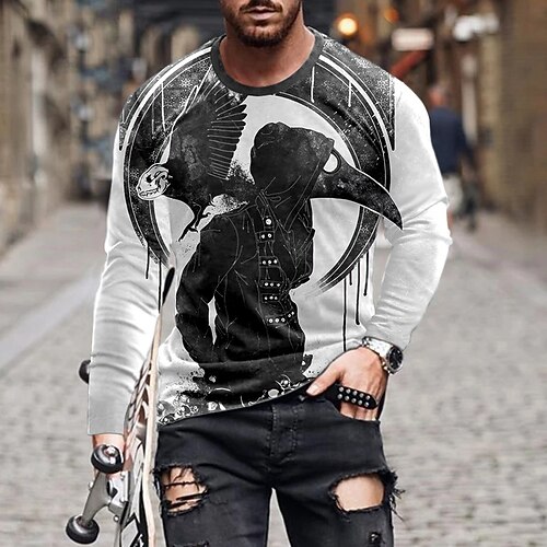 Men's Unisex T shirt Tee Skull Graphic Prints Crew Neck Gray Long Sleeve 3D Print Outdoor Street Print Tops Basic Vintage Sports Designer
Men's Unisex T shirt Tee Skull Graphic Prints Crew Neck Gray Long Sleeve 3D Print Outdoor Street Print Tops Basic Vintage Sports Designer
