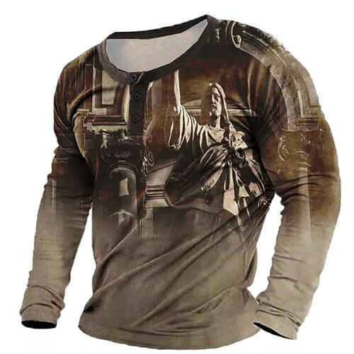 Men's T shirt Tee Henley Shirt Tee Graphic Statue Henley Brown 3D Print Plus Size Outdoor Daily Long Sleeve Patchwork Button-Down Clothing Apparel Basic Designer Casual Classic / Sports
Men's T shirt Tee Henley Shirt Tee Graphic Statue Henley Brown 3D Print Plus Size Outdoor Daily Long Sleeve Patchwork Button-Down Clothing Apparel Basic Designer Casual Classic / Sports