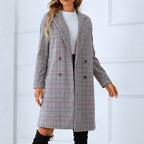 Women's Winter Coat Windproof Warm Outdoor Street Daily Vacation Button Double Breasted Lapel Street Style Stripes and Plaid Regular Fit Outerwear Long Sleeve Winter Fall Gray XS S M L
Women's Winter Coat Windproof Warm Outdoor Street Daily Vacation Button Double Breasted Lapel Street Style Stripes and Plaid Regular Fit Outerwear Long Sleeve Winter Fall Gray XS S M L