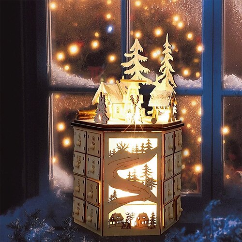 Christmas Wooden Advent Calendar Decorated Wooden Carved 24 Day Drawers With LED Light Countdown To Christmas Calendar
Christmas Wooden Advent Calendar Decorated Wooden Carved 24 Day Drawers With LED Light Countdown To Christmas Calendar