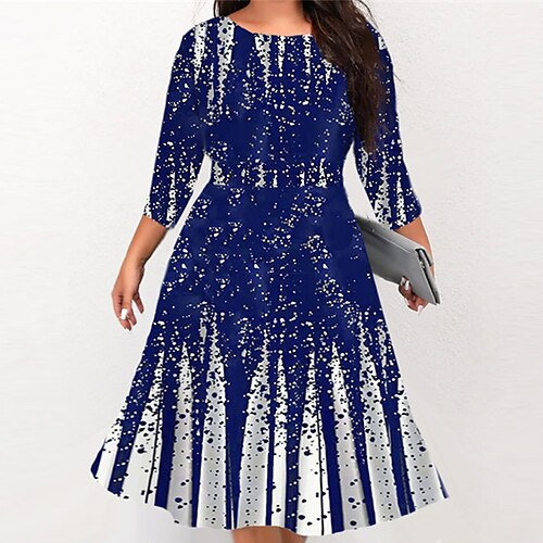 Women's Plus Size Work Dress Color Gradient Round Neck 3/4 Length Sleeve Fall Winter Stylish Work Midi Dress Vacation Going out Dress
Women's Plus Size Work Dress Color Gradient Round Neck 3/4 Length Sleeve Fall Winter Stylish Work Midi Dress Vacation Going out Dress