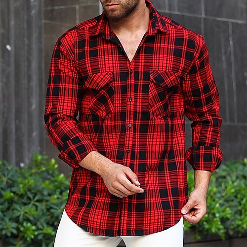 Men's Flannel Shirt Shirt Jacket Shacket Shirt Plaid Turndown Black / Red Print Street Daily Long Sleeve Button-Down Clothing Apparel Casual Comfortable Pocket
Men's Flannel Shirt Shirt Jacket Shacket Shirt Plaid Turndown Black / Red Print Street Daily Long Sleeve Button-Down Clothing Apparel Casual Comfortable Pocket
