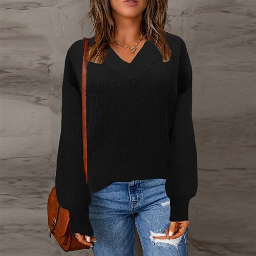 Dame Pullover genser Jumper Riflet Strikke Strikket Ren farge V-hals Stilfull Fritid utendørs Ut på byen Vinter Høst Kakifarget Beige S M L / Langermet / Normal
Dame Pullover genser Jumper Riflet Strikke Strikket Ren farge V-hals Stilfull Fritid utendørs Ut på byen Vinter Høst Kakifarget Beige S M L / Langermet / Normal