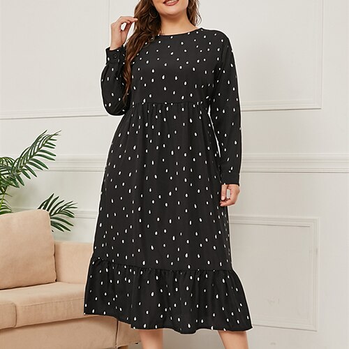 Women's Plus Size Casual Dress Polka Dot Crew Neck Long Sleeve Fall Winter Stylish Casual Maxi long Dress Daily Vacation Dress
Women's Plus Size Casual Dress Polka Dot Crew Neck Long Sleeve Fall Winter Stylish Casual Maxi long Dress Daily Vacation Dress