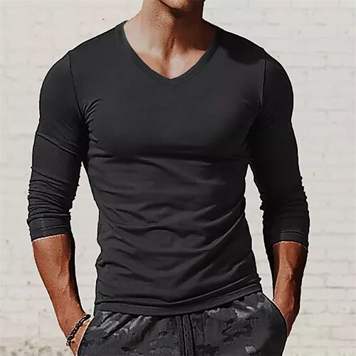 Men's T shirt Tee Solid Colored V Neck Black Street Daily Long Sleeve Clothing Apparel Fashion Designer Casual Comfortable / Sports
Men's T shirt Tee Solid Colored V Neck Black Street Daily Long Sleeve Clothing Apparel Fashion Designer Casual Comfortable / Sports