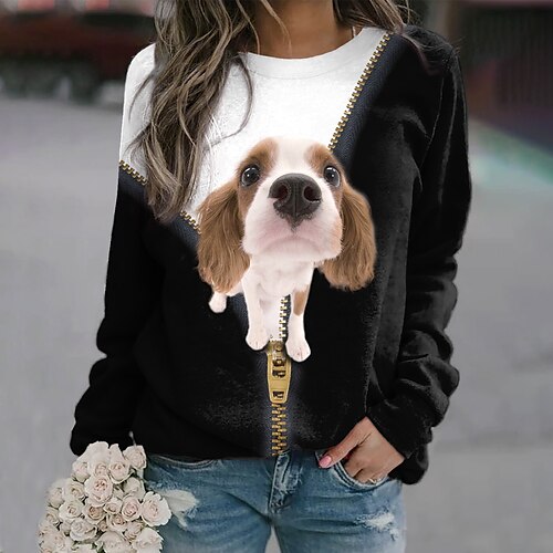Women's Sweatshirt Pullover Active Streetwear Print Black Dog 3D Daily Round Neck Long Sleeve S M L XL XXL 3XL
Women's Sweatshirt Pullover Active Streetwear Print Black Dog 3D Daily Round Neck Long Sleeve S M L XL XXL 3XL
