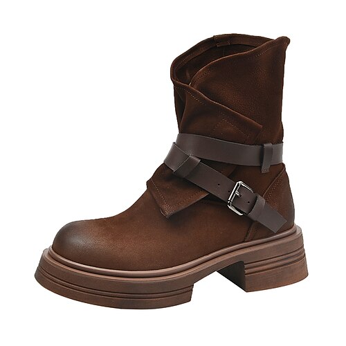 Women's Boots Daily Booties Ankle Boots Winter Buckle Block Heel Round Toe Vintage Suede Loafer Solid Colored Black Brown
Women's Boots Daily Booties Ankle Boots Winter Buckle Block Heel Round Toe Vintage Suede Loafer Solid Colored Black Brown