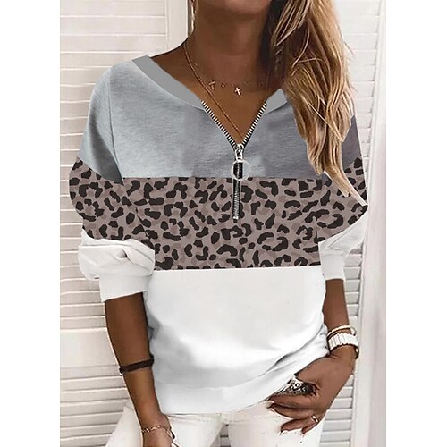 Women's Sweatshirt Pullover V Neck Leopard Color Block Quarter Zip Print Daily Weekend 3D Print Active Streetwear Clothing Apparel Hoodies Sweatshirts Gray
Women's Sweatshirt Pullover V Neck Leopard Color Block Quarter Zip Print Daily Weekend 3D Print Active Streetwear Clothing Apparel Hoodies Sweatshirts Gray