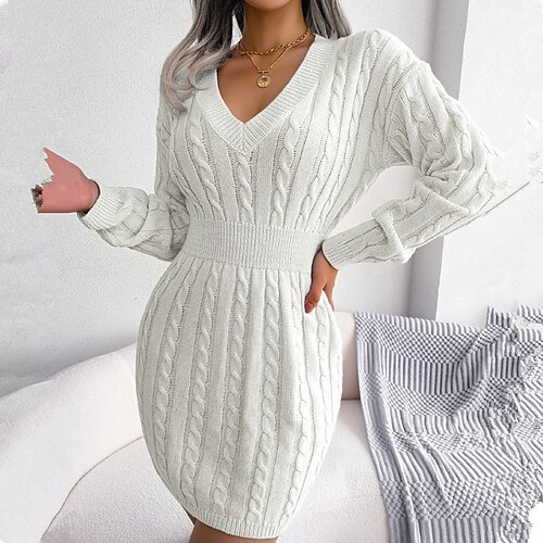 Damen Pullover Kleid Winterkleid Etuikleid Blau Khaki Weiß Langarm Reine Farbe Strick Winter Herbst V-Ausschnitt Mode Klassiker Laterne Ärmel Passform 2022 S M L Weißes Kleid
Damen Pullover Kleid Winterkleid Etuikleid Blau Khaki Weiß Langarm Reine Farbe Strick Winter Herbst V-Ausschnitt Mode Klassiker Laterne Ärmel Passform 2022 S M L Weißes Kleid