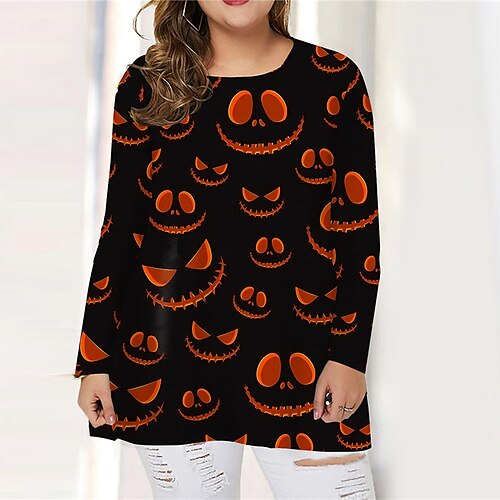 Women's Plus Size Tops T shirt Tee Skull Print Long Sleeve Crewneck Casual Festival Halloween Halloween Daily Cotton Spandex Jersey Fall Winter Yellow Orange / 3D Print
Women's Plus Size Tops T shirt Tee Skull Print Long Sleeve Crewneck Casual Festival Halloween Halloween Daily Cotton Spandex Jersey Fall Winter Yellow Orange / 3D Print