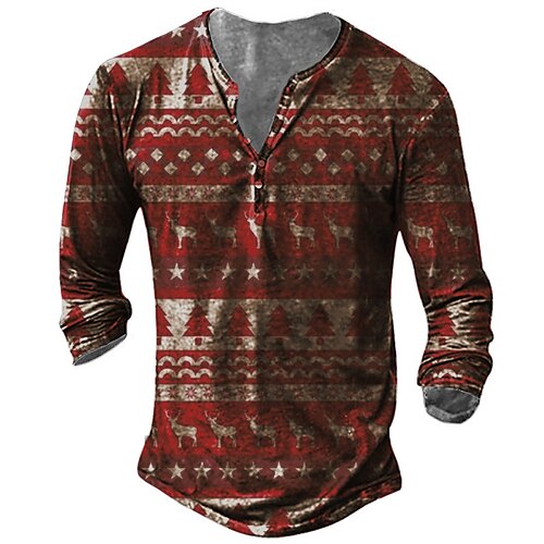 Men's T shirt Tee Henley Shirt Tee Graphic Deer Henley Red 3D Print Plus Size Outdoor Christmas Long Sleeve Button-Down Print Clothing Apparel Basic Designer Classic Comfortable / Sports
Men's T shirt Tee Henley Shirt Tee Graphic Deer Henley Red 3D Print Plus Size Outdoor Christmas Long Sleeve Button-Down Print Clothing Apparel Basic Designer Classic Comfortable / Sports