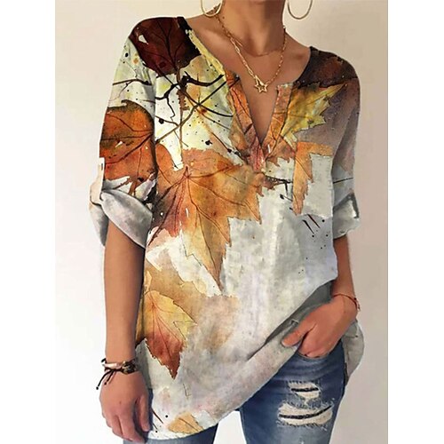 Women's Blouse Shirt Orange Leaves Print Long Sleeve Daily Weekend Streetwear Casual V Neck Long Floral S / 3D Print
Women's Blouse Shirt Orange Leaves Print Long Sleeve Daily Weekend Streetwear Casual V Neck Long Floral S / 3D Print
