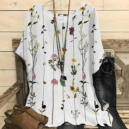Women's Plus Size Tops Blouse Shirt Floral Print Short Sleeve Crewneck Streetwear Daily Vacation Polyester Fall Spring White Blue
Women's Plus Size Tops Blouse Shirt Floral Print Short Sleeve Crewneck Streetwear Daily Vacation Polyester Fall Spring White Blue