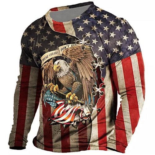 Men's Unisex T shirt Tee Graphic Prints Eagle National Flag Crew Neck Red 3D Print Outdoor Street Long Sleeve Print Clothing Apparel Basic Sports Designer Casual
Men's Unisex T shirt Tee Graphic Prints Eagle National Flag Crew Neck Red 3D Print Outdoor Street Long Sleeve Print Clothing Apparel Basic Sports Designer Casual