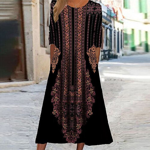 Women's Casual Dress Swing Dress Midi Dress Black Pink Long Sleeve Floral Pocket Print Fall Winter Round Neck Vacation Casual 2022 S M L XL XXL 3XL
Women's Casual Dress Swing Dress Midi Dress Black Pink Long Sleeve Floral Pocket Print Fall Winter Round Neck Vacation Casual 2022 S M L XL XXL 3XL