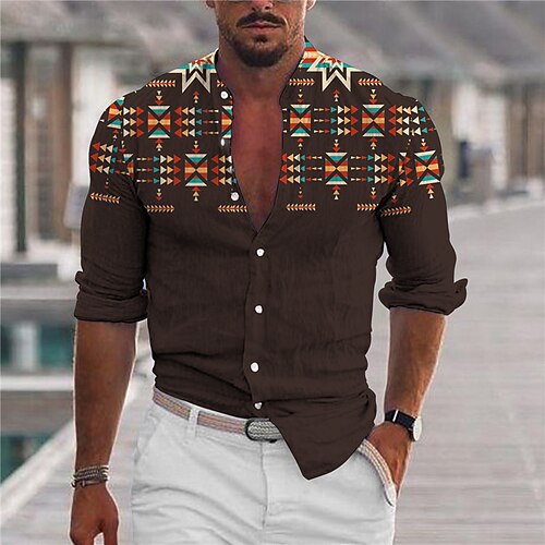 Men's Shirt Graphic Shirt Geometry Stand Collar Brown 3D Print Outdoor Casual Long Sleeve Button-Down Print Clothing Apparel Vintage Designer Casual Comfortable / Sports
Men's Shirt Graphic Shirt Geometry Stand Collar Brown 3D Print Outdoor Casual Long Sleeve Button-Down Print Clothing Apparel Vintage Designer Casual Comfortable / Sports