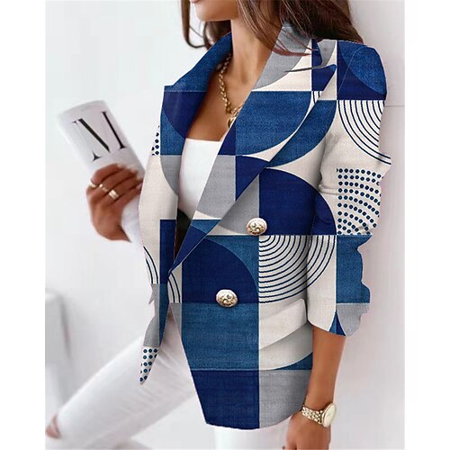 Women's Blazer Breathable Formal Office Work with Pockets Print Double Breasted Turndown Elegant Formal Modern Office / career Geometric Regular Fit Outerwear Long Sleeve Winter Fall Blue S M L XL
Women's Blazer Breathable Formal Office Work with Pockets Print Double Breasted Turndown Elegant Formal Modern Office / career Geometric Regular Fit Outerwear Long Sleeve Winter Fall Blue S M L XL