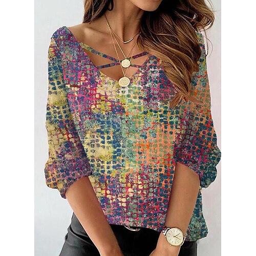 Women's T shirt Tee Purple Tie Dye Print Long Sleeve Daily Weekend Basic V Neck Regular Painting S / 3D Print
Women's T shirt Tee Purple Tie Dye Print Long Sleeve Daily Weekend Basic V Neck Regular Painting S / 3D Print