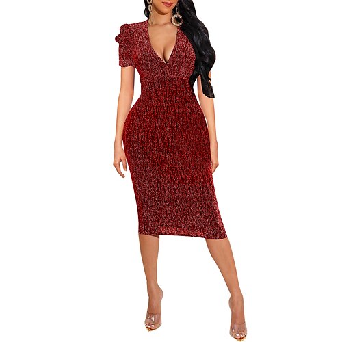 Women's Bodycon Sheath Dress Knee Length Dress Black Yellow Wine Silver Gold Short Sleeve Pure Color Patchwork Summer Fall Deep V Stylish Modern 2022 S M L XL XXL
Women's Bodycon Sheath Dress Knee Length Dress Black Yellow Wine Silver Gold Short Sleeve Pure Color Patchwork Summer Fall Deep V Stylish Modern 2022 S M L XL XXL