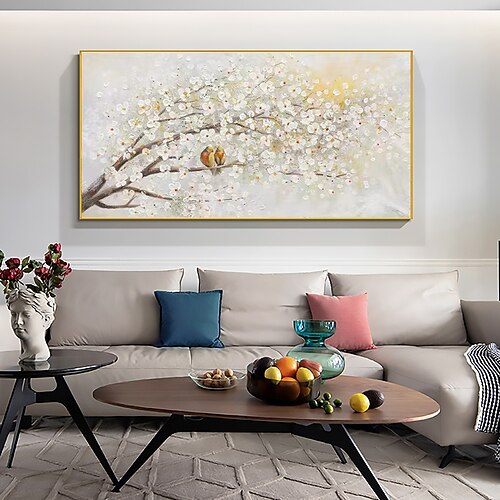 Handmade Oil Painting Canvas Wall Art Decor Original Small White Flowers And Birds Painting Abstract Plant Floral Painting for Home Decor With Stretched Frame/Without Inner Frame Painting
Handmade Oil Painting Canvas Wall Art Decor Original Small White Flowers And Birds Painting Abstract Plant Floral Painting for Home Decor With Stretched Frame/Without Inner Frame Painting