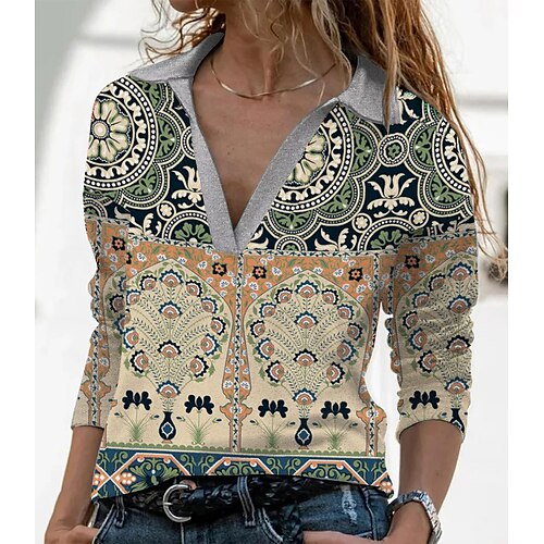Women's T shirt Tee Green Graphic Print Long Sleeve Casual Weekend Basic Shirt Collar Regular Painting S / 3D Print
Women's T shirt Tee Green Graphic Print Long Sleeve Casual Weekend Basic Shirt Collar Regular Painting S / 3D Print