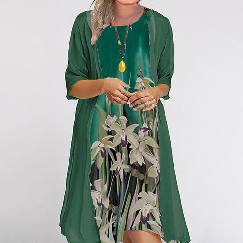 Women's Plus Size Casual Dress Floral Crew Neck Print Half Sleeve Winter Fall Work Casual Knee Length Dress Daily Vacation Dress
Women's Plus Size Casual Dress Floral Crew Neck Print Half Sleeve Winter Fall Work Casual Knee Length Dress Daily Vacation Dress