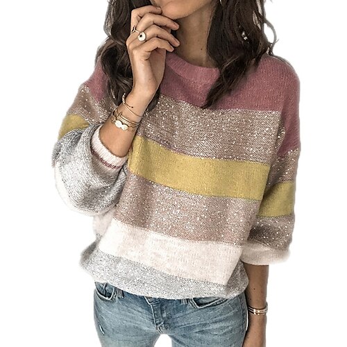 Women's Pullover Jumper Ribbed Knit Patchwork Knitted Color Block Crew Neck Stylish Casual Outdoor Daily Fall Winter Pink S M L / Long Sleeve
Women's Pullover Jumper Ribbed Knit Patchwork Knitted Color Block Crew Neck Stylish Casual Outdoor Daily Fall Winter Pink S M L / Long Sleeve
