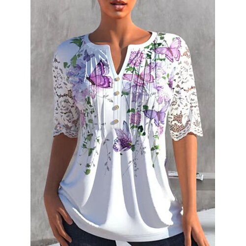 Women's Blouse Shirt Purple Pink Yellow Floral Butterfly Button Print Long Sleeve Daily Weekend Streetwear Casual V Neck Regular Floral Butterfly S / 3D Print
Women's Blouse Shirt Purple Pink Yellow Floral Butterfly Button Print Long Sleeve Daily Weekend Streetwear Casual V Neck Regular Floral Butterfly S / 3D Print