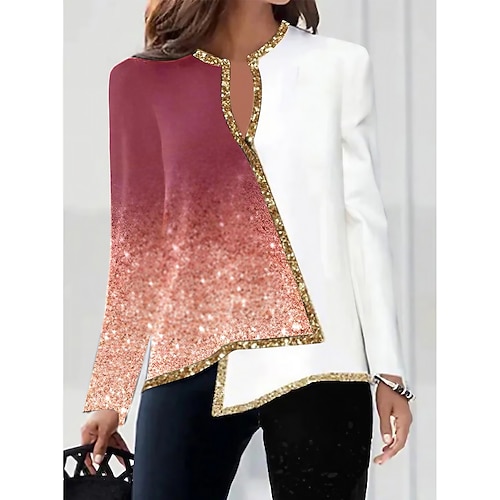 Dames Overhemd Blouse Kleurenblok Zwart Blozend Roze Rood Asymmetrisch Afdrukken Lange mouw Dagelijks Weekend Streetwear Casual V-hals Normale pasvorm Lente Herfst
Dames Overhemd Blouse Kleurenblok Zwart Blozend Roze Rood Asymmetrisch Afdrukken Lange mouw Dagelijks Weekend Streetwear Casual V-hals Normale pasvorm Lente Herfst