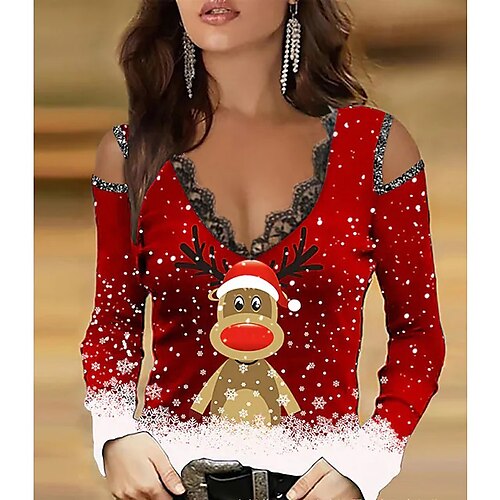 Women's Green Black Blue Snowflake Lace Cut Out Long Sleeve Christmas Weekend V Neck Regular S / Print
Women's Green Black Blue Snowflake Lace Cut Out Long Sleeve Christmas Weekend V Neck Regular S / Print