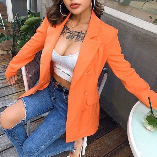 Women's Blazer Warm Breathable Office Work Office / Career Pocket Double Breasted Turndown OL Style Formal Lady Modern Solid Color Regular Fit Outerwear Long Sleeve Winter Fall Orange S M L
Women's Blazer Warm Breathable Office Work Office / Career Pocket Double Breasted Turndown OL Style Formal Lady Modern Solid Color Regular Fit Outerwear Long Sleeve Winter Fall Orange S M L