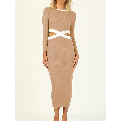 Women's Sweater Jumper Dress Sheath Dress Midi Dress Green Blue Pink Brown Navy Blue Black Long Sleeve Pure Color Cut Out Knit Fall Winter Crew Neck Stylish Modern Slim 2022 S M L XL
Women's Sweater Jumper Dress Sheath Dress Midi Dress Green Blue Pink Brown Navy Blue Black Long Sleeve Pure Color Cut Out Knit Fall Winter Crew Neck Stylish Modern Slim 2022 S M L XL