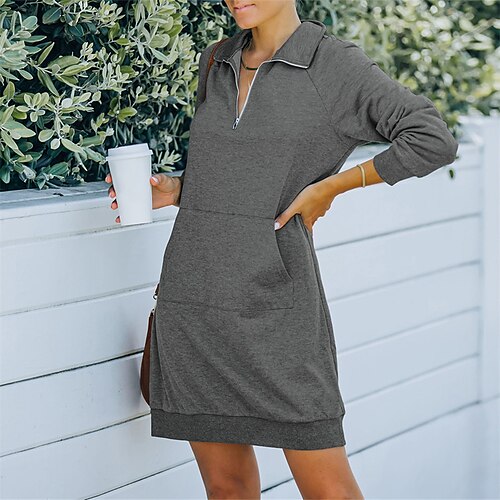 Women's Casual Dress Sweatshirt Dress Short Mini Dress Gray Army Green Long Sleeve Pure Color Zipper Pocket Fall Winter Shirt Collar Fashion Casual Loose Fit 2022 S M L XL
Women's Casual Dress Sweatshirt Dress Short Mini Dress Gray Army Green Long Sleeve Pure Color Zipper Pocket Fall Winter Shirt Collar Fashion Casual Loose Fit 2022 S M L XL