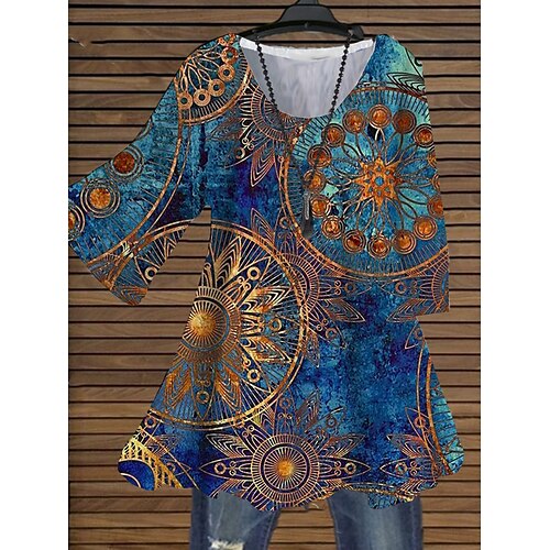 Women's Plus Size Tops Blouse Shirt Floral Print 3/4 Length Sleeve Crewneck Casual Daily Holiday Cotton Spandex Jersey Fall Winter Blue
Women's Plus Size Tops Blouse Shirt Floral Print 3/4 Length Sleeve Crewneck Casual Daily Holiday Cotton Spandex Jersey Fall Winter Blue
