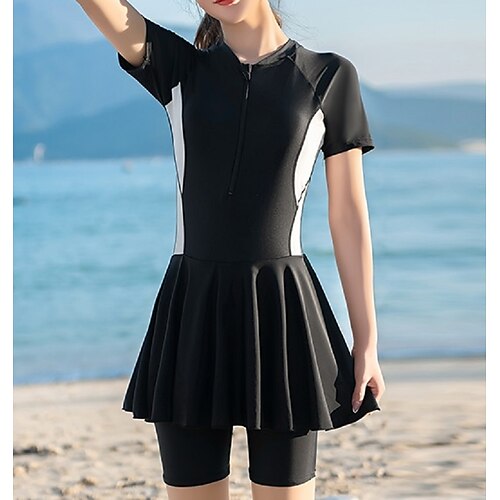 Women's Swimwear Rash Guard Diving Plus Size Swimsuit Slim Solid Color Black Bodysuit High Neck Bathing Suits New Vacation Fashion / Sexy
Women's Swimwear Rash Guard Diving Plus Size Swimsuit Slim Solid Color Black Bodysuit High Neck Bathing Suits New Vacation Fashion / Sexy