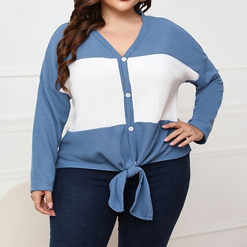 Women's Plus Size Tops Blouse Shirt Color Block Button Long Sleeve V Neck Streetwear Casual Daily Vacation Polyester Fall Winter Blue Yellow
Women's Plus Size Tops Blouse Shirt Color Block Button Long Sleeve V Neck Streetwear Casual Daily Vacation Polyester Fall Winter Blue Yellow