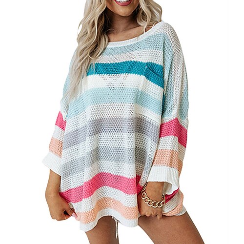 Women's Pullover Sweater jumper Jumper Crochet Knit Knitted Hole Striped Crew Neck Stylish Casual Outdoor Daily Winter Fall Light Blue S M L / Long Sleeve / Regular Fit / Going out
Women's Pullover Sweater jumper Jumper Crochet Knit Knitted Hole Striped Crew Neck Stylish Casual Outdoor Daily Winter Fall Light Blue S M L / Long Sleeve / Regular Fit / Going out
