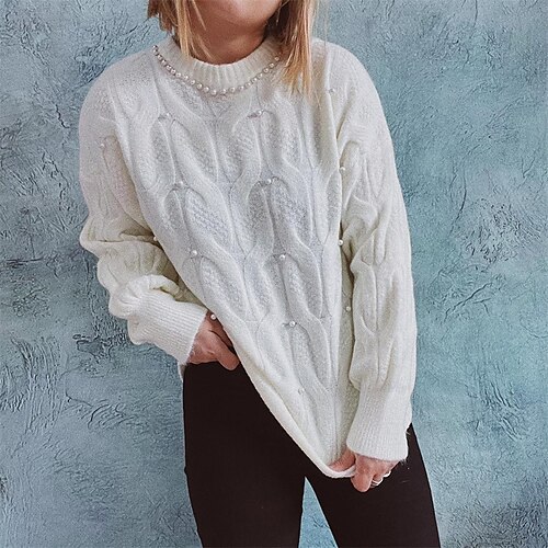 Women's Pullover Sweater Jumper Cable Knit Knitted Pure Color Crew Neck Stylish Casual Outdoor Daily Fall Winter Blue Red S M L / Long Sleeve
Women's Pullover Sweater Jumper Cable Knit Knitted Pure Color Crew Neck Stylish Casual Outdoor Daily Fall Winter Blue Red S M L / Long Sleeve