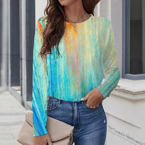 Women's T shirt Tee Blue Graphic Graffiti Print Long Sleeve Casual Daily Vintage Round Neck Regular Painting S / 3D Print
Women's T shirt Tee Blue Graphic Graffiti Print Long Sleeve Casual Daily Vintage Round Neck Regular Painting S / 3D Print