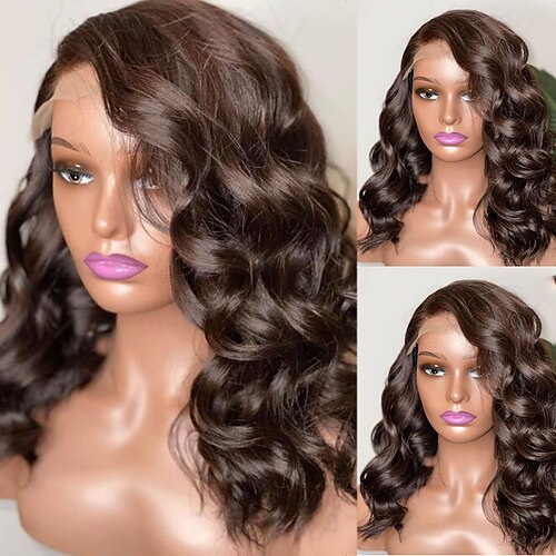 

Remy Human Hair 13x4 Lace Front Wig Bob Short Bob Brazilian Hair Loose Wave Black Wig 130% 150% Density with Baby Hair Natural Hairline 100% Virgin Glueless Pre-Plucked For Women wigs for black women