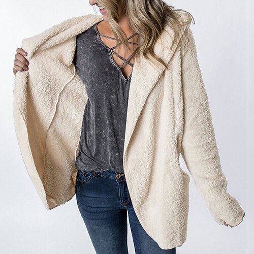Women's Teddy Coat Windproof Warm Outdoor Street Daily Vacation Pocket Cardigan Hoodie Street Style Plush Solid Color Regular Fit Outerwear Long Sleeve Winter Fall Beige Coffee Gray S M L XL
Women's Teddy Coat Windproof Warm Outdoor Street Daily Vacation Pocket Cardigan Hoodie Street Style Plush Solid Color Regular Fit Outerwear Long Sleeve Winter Fall Beige Coffee Gray S M L XL