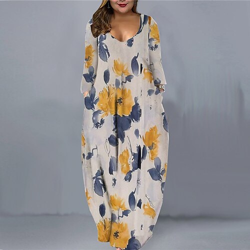 Women's Plus Size Casual Dress Floral V Neck Long Sleeve Fall Winter Casual Maxi long Dress Causal Daily Dress
Women's Plus Size Casual Dress Floral V Neck Long Sleeve Fall Winter Casual Maxi long Dress Causal Daily Dress