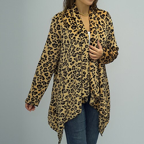 Women's Casual Jacket Warm Breathable Street Holiday Weekend Park Irregular Hem Cardigan Collarless Fashion Comfortable Street Style Solid Color Regular Fit Outerwear Long Sleeve Winter Fall Leopard
Women's Casual Jacket Warm Breathable Street Holiday Weekend Park Irregular Hem Cardigan Collarless Fashion Comfortable Street Style Solid Color Regular Fit Outerwear Long Sleeve Winter Fall Leopard