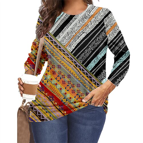 Women's Plus Size Tops T shirt Tee Graphic Striped Print Long Sleeve Round Neck Casual Daily Vacation Polyester Fall Winter Dark Yellow Black
Women's Plus Size Tops T shirt Tee Graphic Striped Print Long Sleeve Round Neck Casual Daily Vacation Polyester Fall Winter Dark Yellow Black